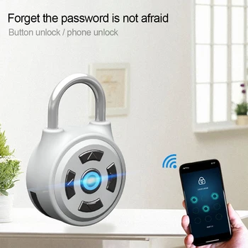 

Keyless Door Smart Portable Padlock Button Password Waterproof Unlock Anti-theft APP