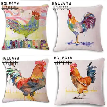 

Animal Cock Pattern Cotton Linen Pillowcase for Home Office Sofa Seat Decor Textile Throw Printed Pillow Cover