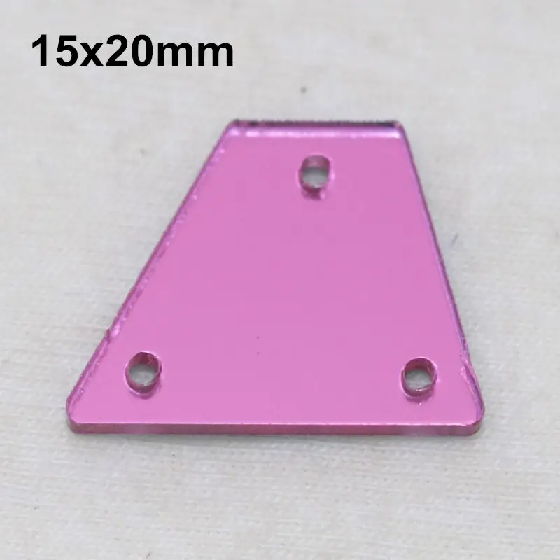 Розовое акриловое зеркало пришивные стразы DIY Flatback зеркальные акриловые пришивные стразы с отверстиями для шитья - Цвет: A10-15x20