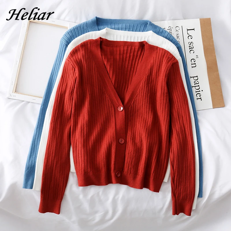 Heliar cárdigans de otoño para mujer, de manga larga cárdigans, cuello en V, holgado de punto, blusa para mujer, jersey de Francia Highstreet|Cardigans| - AliExpress