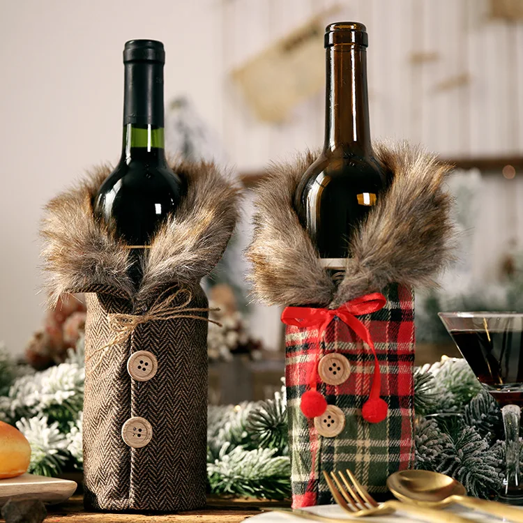 Рождественская бутылка вина чехол-сумочка с украшения для рождественской вечеринки для дома подарок на Рождество держатели для шампанского Рождественская Домашняя вечеринка настольные украшения