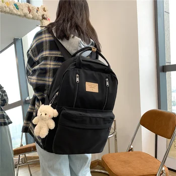 JULYCCINO  Multifunction Double Zipper Women Backpack Teenager Girls Laptop Backpack Student Shoulder Bag Korean Style Schoolbag 3