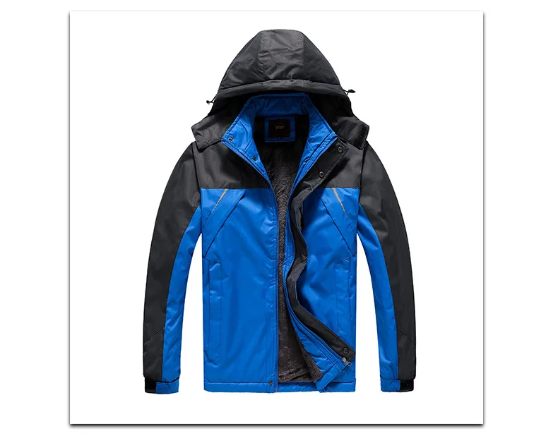 Men Outdoor Sports Casual Waterproof Hooded Single Layer plus Velvet Raincoat Jacket 0811