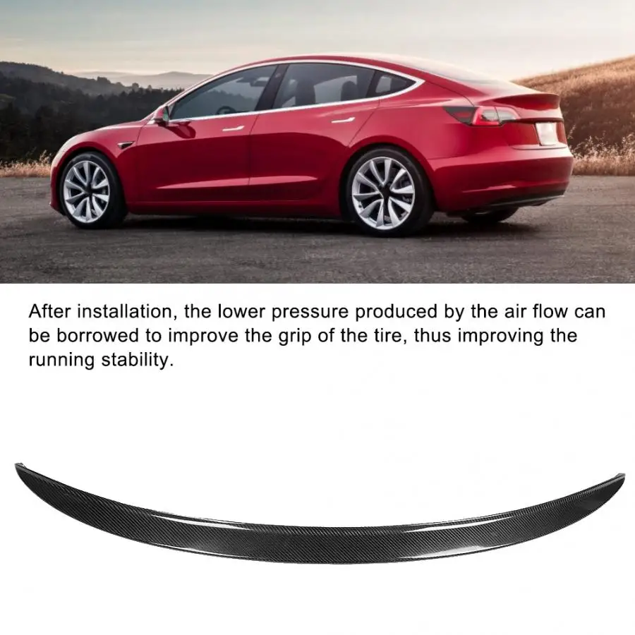 Подходит для Tesla модель 3 углеродного волокна задний спойлер багажника задний крыло автомобиля аксессуары