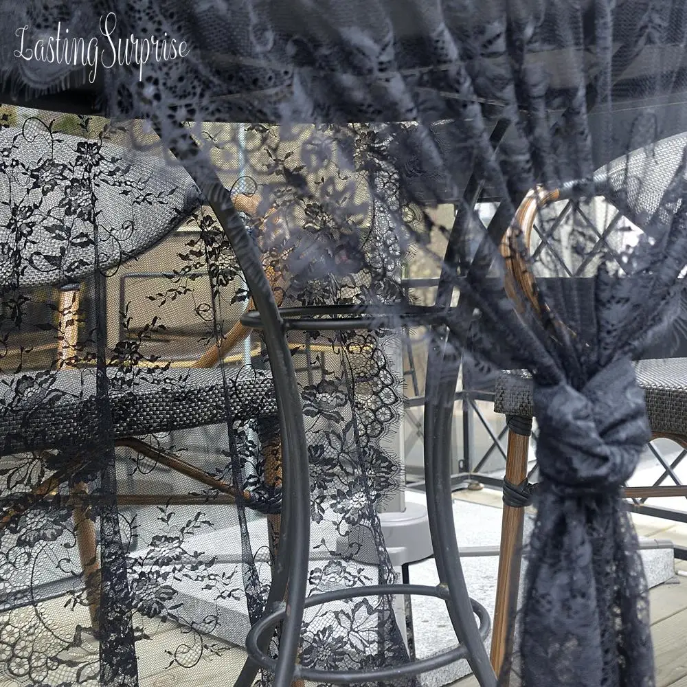 Черная Свадебная Цветочная кружевная скатерть для стола, скатерть для стола стула, лента для банкета, свадьбы, вечеринки, украшение стола, домашний текстиль 75*300 см