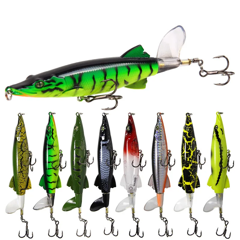 

1pcs Popper Luya Fishing Lures 13cm/16g Propeller Wave Climbing Floating Pencil Alligator Tractor Artificia Spinning Tackle