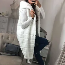 Женский зимний теплый жилет, однотонный плюшевый жилет из искусственного меха, женское повседневное пальто без рукавов, длинный Повседневный жилет с капюшоном, новая верхняя одежда