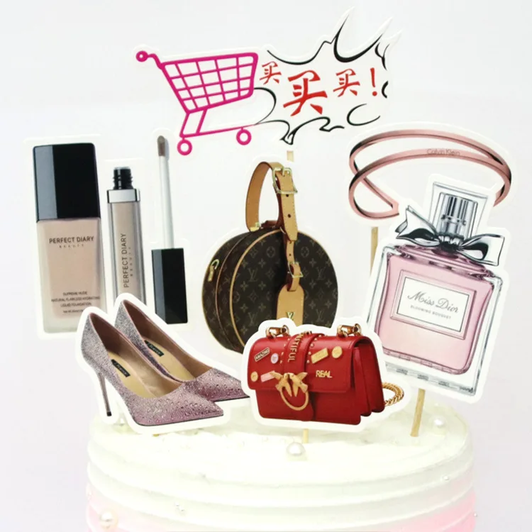 Модная женская обувь на высоком каблуке и сумка торт фигурки жениха невесты