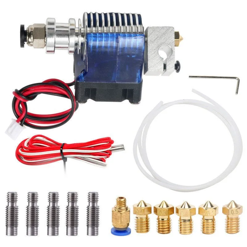 E3D V6 extruder hotend 0.4 1.75mm remote J-head kit+5* throat+0.2 0.3 0.5mm brass nozzles+1M PTFE tube 3d printer parts | Компьютеры и