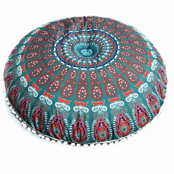 

80x80cm Large Mandala Floor Pillowcasw Polyester Round Bohemian Meditation Cusion Cover for Home Hotel Floor Big Mat #LR2