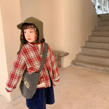 

Autumn 2020 New Classic Plaid Plush Coat For Boys And Girls Korean Children's Temperament Jacket Cotton Top