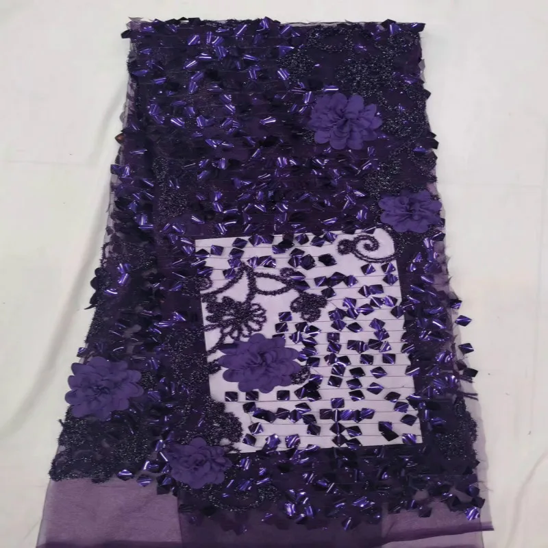 New mesh lace sequin fabric High-end wedding dress embroidered fabric super wave thin dress lace fabric