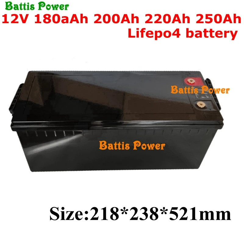 Водонепроницаемый Lifepo4 12V 12,8 V 200AH 250Ah 220Ah 180Ah литиевая батарея для лодки солнечной энергии резервного питания RV+ 10А зарядное устройство