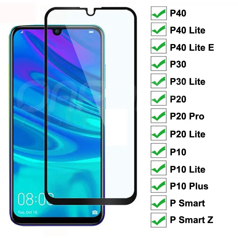 9D Tempered Glass For Huawei P40 P30 Lite E P Smart Z 2019 Screen Protector Protective Huawei P20 Pro P10 Lite Plus Glass Film afbeelding