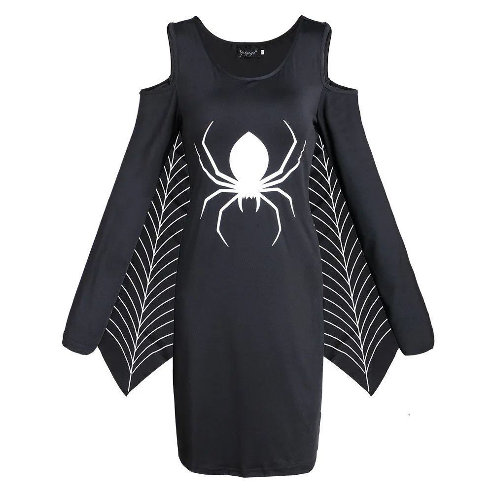 Women Halloween Dresses Autumn Winter Womens Spiderweb Show Dress Up Fashion Woman Long Sleeve Mini Party Dresses Vestidos