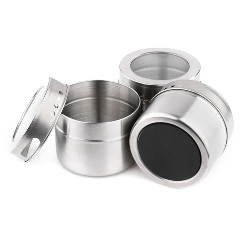 6Pcs /Set Stainless Steel Seasoning Box Cruet Condiment Set Spice And Pepper Bottle Kitchen Herb Spice Tools High Quality Silver