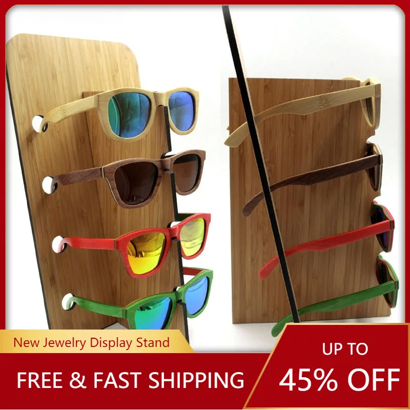 Wooden Bamboo Glasses Jewelry Display Box Storage Stand Retro Trend Fashion High-End Glasses Display Supplies Rack