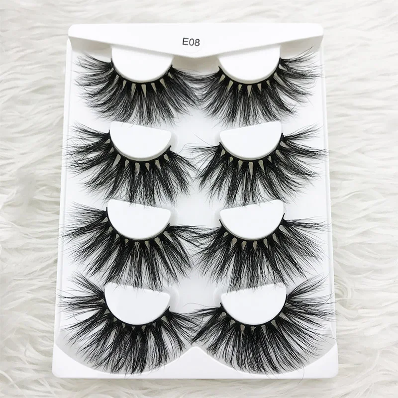 MIKIWI 4pairs/pack 25mm E07 natural false eyelashes 3D real mink fluffy length lash extention Criss-cross dramatic volume lashes MIKIWI 4pairs/pack 25mm E07 natural false eyelashes 3D real mink fluffy length lash extention Criss-cross dramatic volume lashes