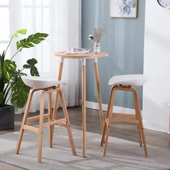 

Small Bar Table, Household Table And Chair Set, Simple Modern Northern Europe Bar, Coffee High Foot Round Table And Chair Combin