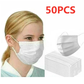

50Pcs Disposable Non-woven High Quality Protective Anti Dust 3 Ply Filter Ear Loop Mouth Loop Face Mask