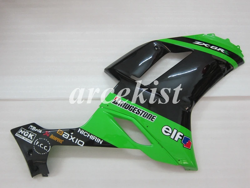 ABS мотоцикл Полный обтекатели комплект кузова набор подходит для kawasaki Ninja ZX-6R 2007 2008 636 на заказ зеленый черный