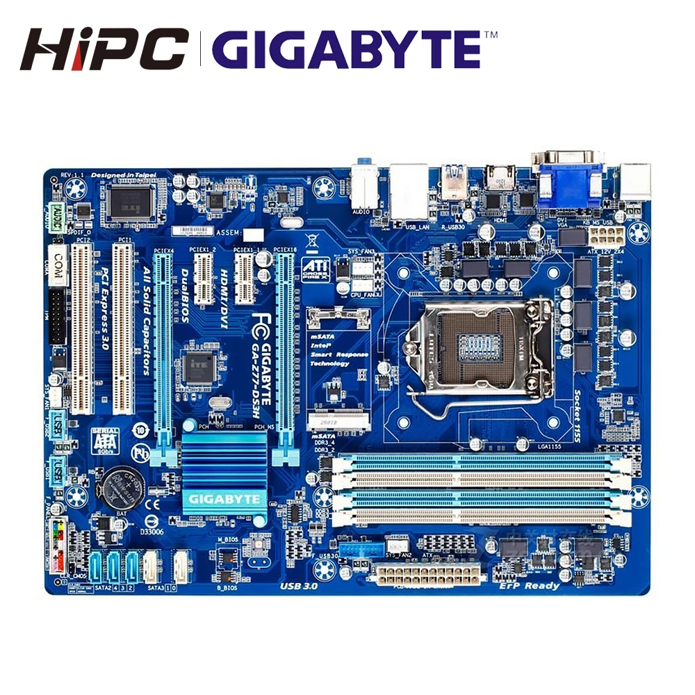 Gigabyte GA-Z77-DS3H настольная материнская плата Z77-DS3H Z77 LGA 1155 DDR3 32G SATA3 USB3.0 VGA DVI HDMI ATX б/у материнская плата