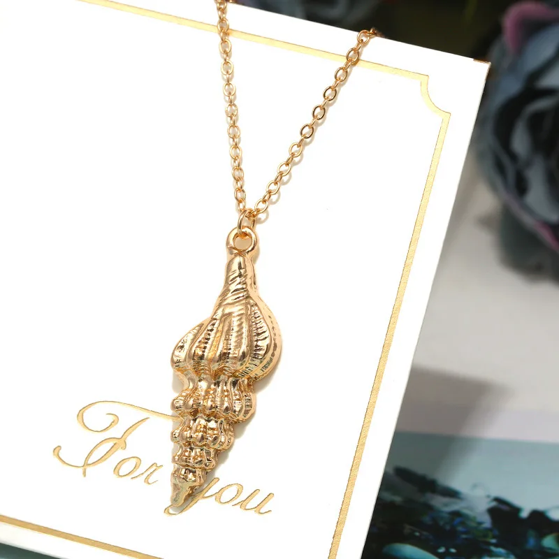 Мода Океан морской ракушка Русалка Цвет Подвеска-ожерелье для женщин золотые богемные длинные цепи жемчужные ювелирные изделия - Окраска металла: 19