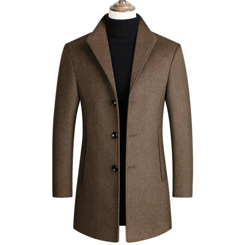 

Wool Blends Coats Men High Quality New Autumn Winter Thicken Wool Jackets Mens Casual Luxurious Long Trench Coat Brand Clothing