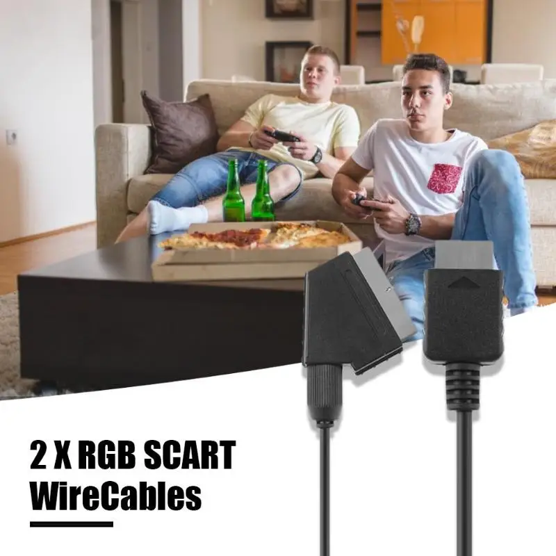 Прочные Проводные кабели многофункциональные 2 шт 1,8 м/6 футов RGB SCART провод кабель ТВ AV для sony Playstation PS2 PS3 w/AV сиденье
