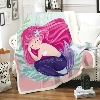 

Aggcual Anime mermaid throw blanket festival gift for kids Bedspread Sherpa blanket for bed sofa cover bedding drop shipping