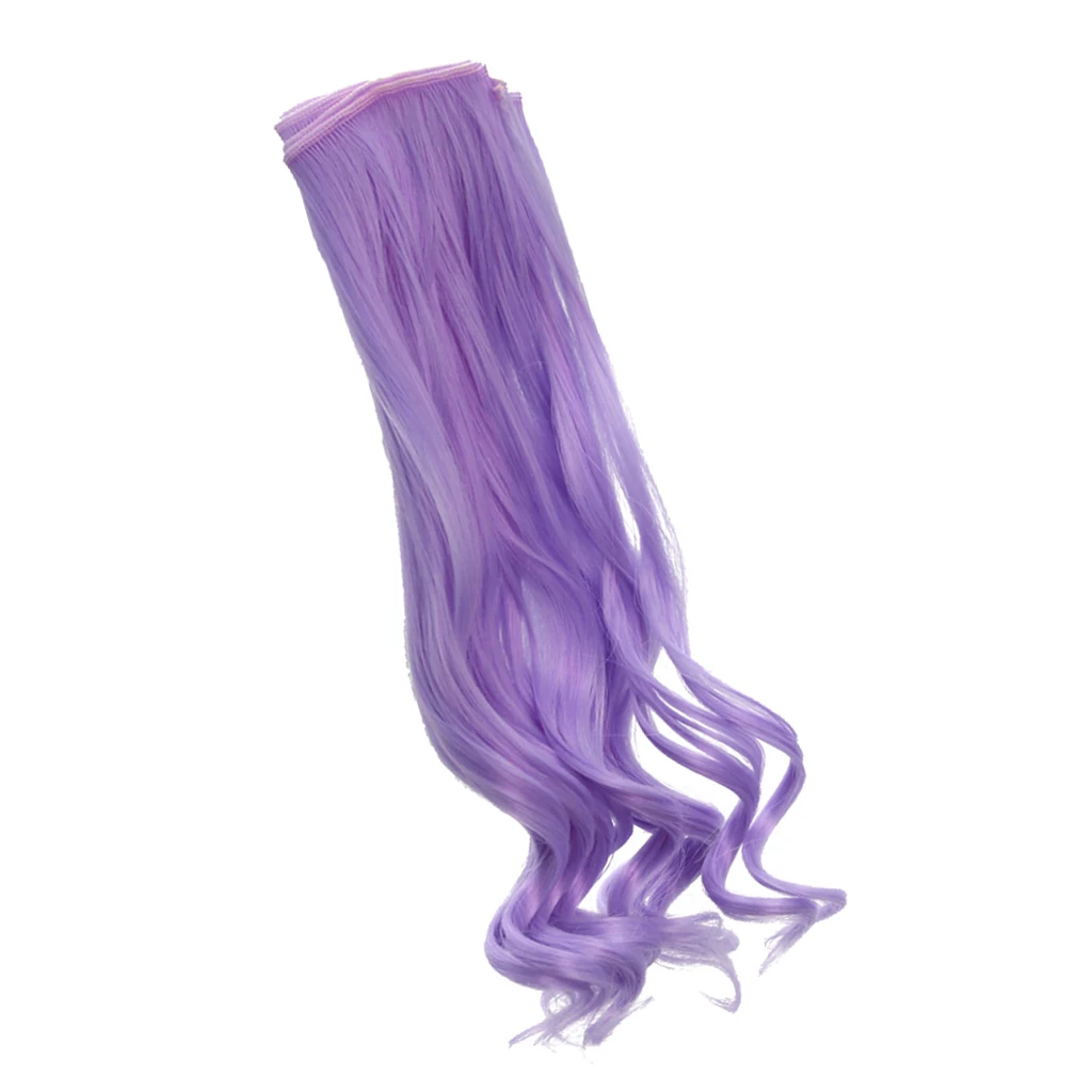 High Temperature Doll 25cm Long Hair Curly Wig For All Girl Dolls Accs Purple