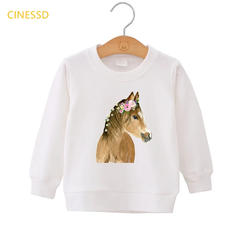 

Cute Flower Animals Print Sweatshirt Kids Girl Children'S Clothes Top Unisex Plus Velvet Fleece Jacket Winter Coat Pullovers
