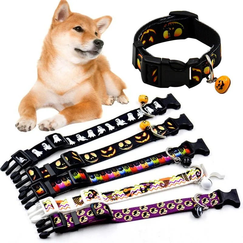 1XPuppy Pet кошка собака Хэллоуин колокольчик Регулируемый воротник пряжка шеи ожерелье ремень