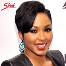 Special Price Sleek Human Hair Wigs 100% Remy Brazilian Hair Short Wig Pixie Cut Wig Natural Wave Wigs 150% density Real Human Hair Short Wig