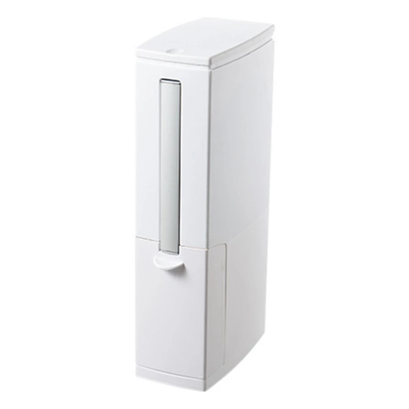 

3 in 1 Narrow Plastic Trash Can Set with Toilet Brush Bathroom Waste Bin Dustbin Trash Cans Garbage Bucket Garbage Bag Dispenser