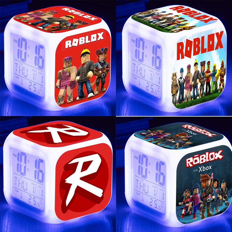Robloxed цифровой будильник 7 цветных изменяющихся светодиодных аниме мультфильмов