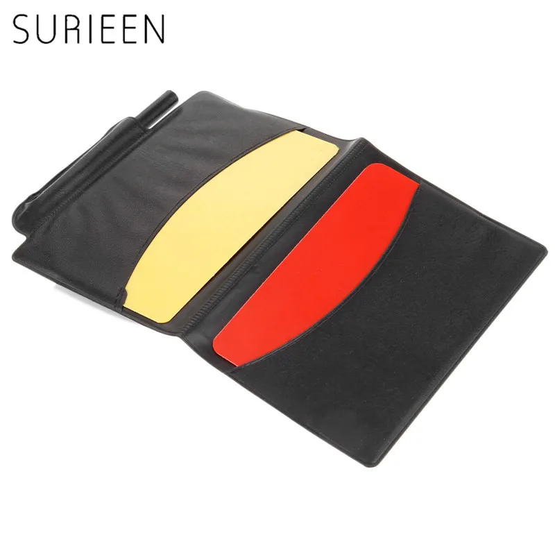 1Pc Soccer Match Referee Supplies Red Card/Yellow Card Referee Game Appliances With Holster+Pen Football Equipment Pencil Wallet