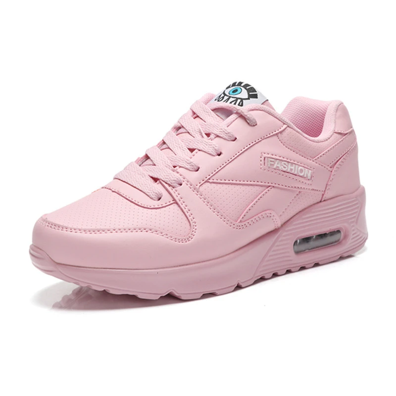 5 цветов, женские кроссовки из искусственной кожи, женские кроссовки для бега, дешевые туфли на платформе, дышащая амортизация, Черная спортивная обувь, Basket Femme - Цвет: pink fashion shoes