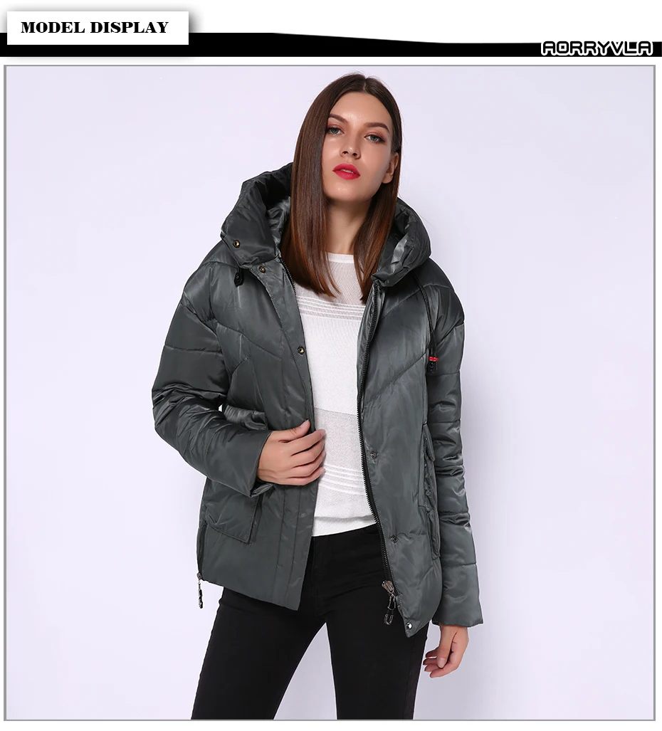 AORRYVLA Зимний пуховик Женская куртка с капюшоном короткая длина свободный стиль толстое теплое повседневное пальто женские модные куртки