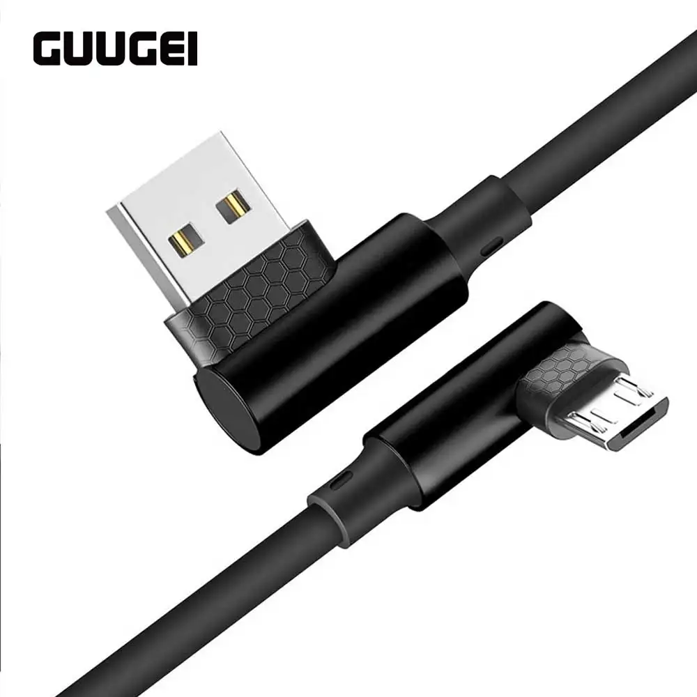 GUUGEI Micro USB кабель 90 градусов провод для быстрой зарядки изгиб игры 2.4A Microusb Шнур