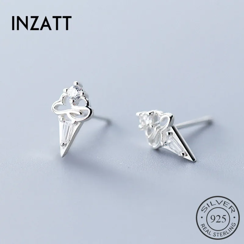 INZATT Настоящее серебро 925 пробы треугольная серьга-гвоздик для модных женщин