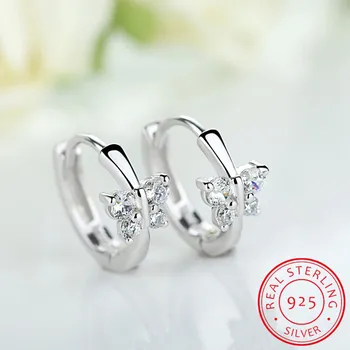 

Baby Princess 925 Silver Butterfly Zirconia Small Hoop Earring For Girls Child Wome Beautiful Aros Huggies Earring Jewelry