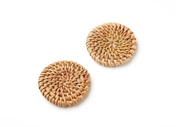 

Handwoven Coin Rattan Charms - Coin Shaped Rattan Pendant - Wooden Straw Earrings - 2pcs/lot - 41.29x41.29x5.25mm - RT1012
