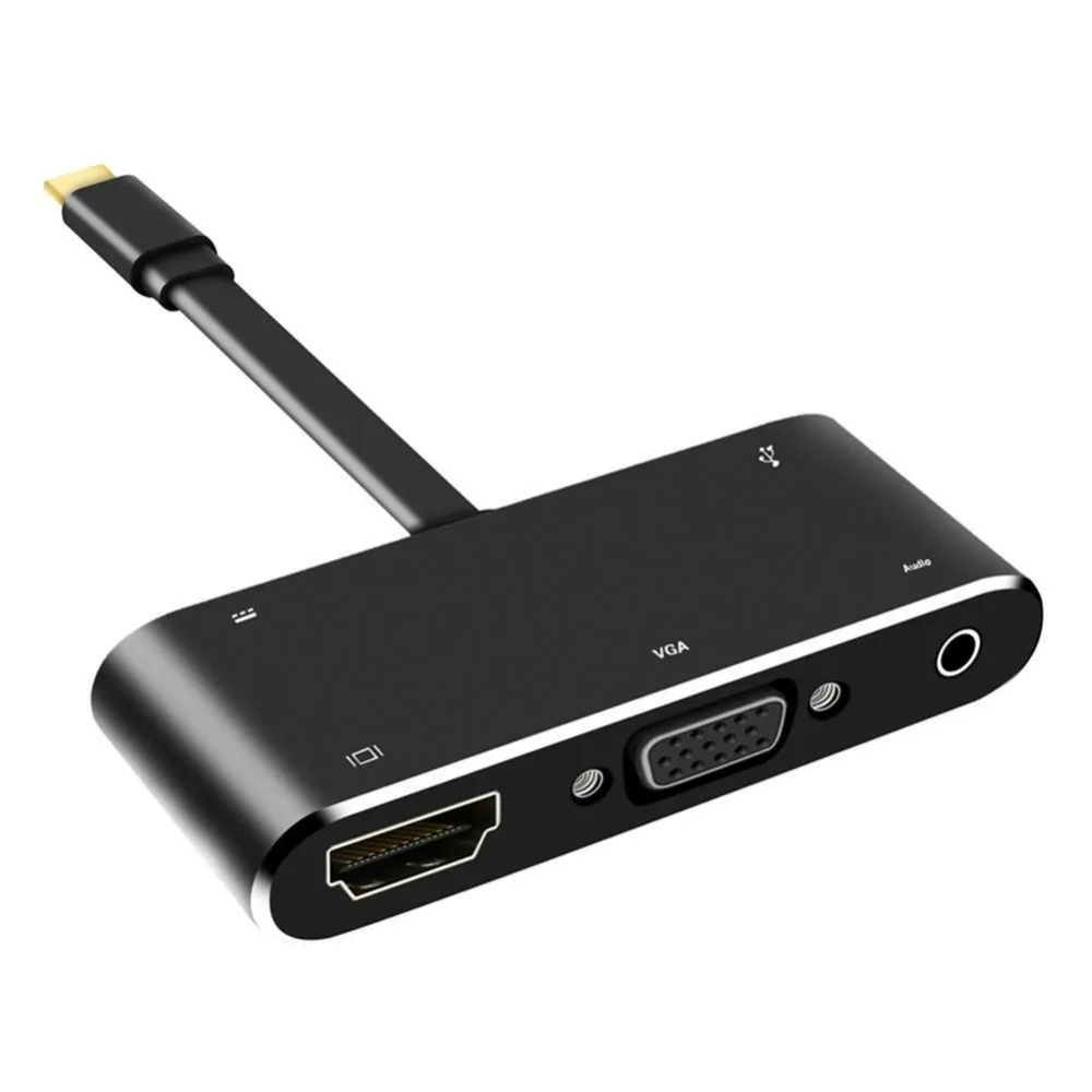 5 в 1 Type C к HDMI 4K адаптер VGA кабель аудио PD конвертер концентратор для macbow