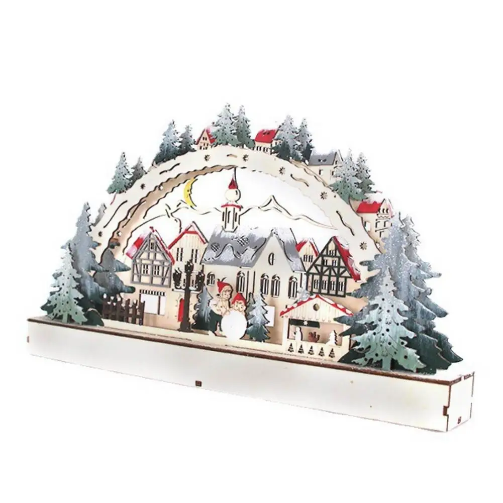 Christmas LED Light Wooden House Luminous Cabin Christmas Decorations Home Decor Fairy Night Lamp Pendant Prop Led Candle Gift images - 6