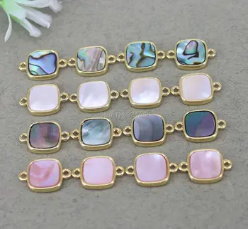 

10pcs Small Size Natural Abalone Shell Square Connector beads,Shell Square beads For Making Jewelry