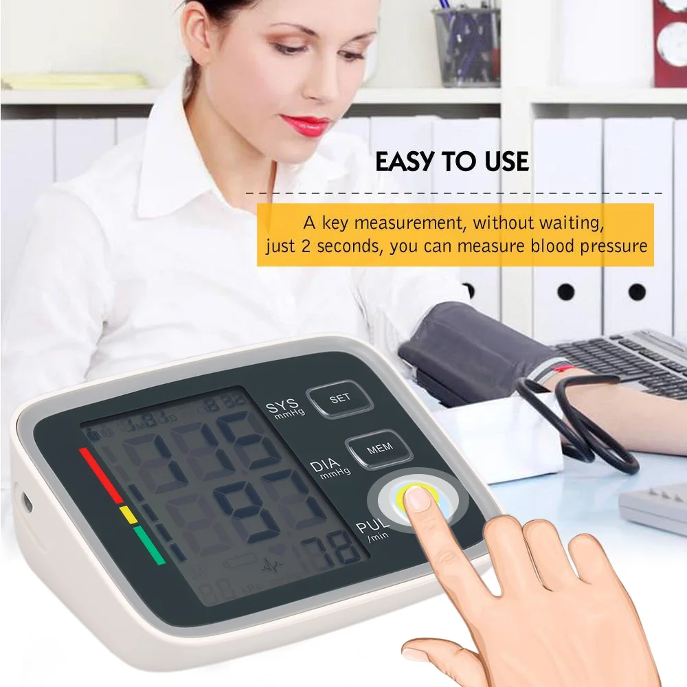 

Digital Blood Pressure Monitor Big LCD Display Tonometer Sphygmomanometer Heart Rate Monitors Health Monitor for Heart Blood