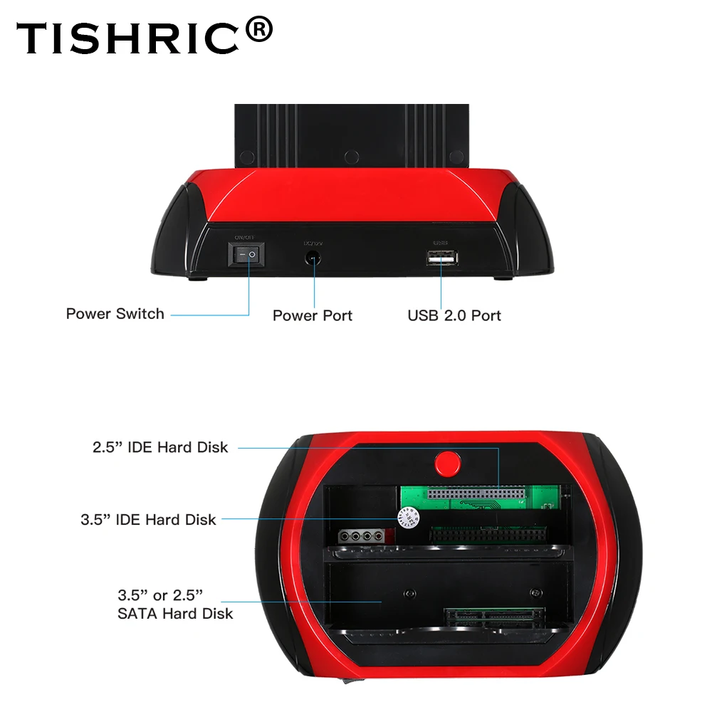 Док станция TISHRIC с USB 2 0/3 0 на IDE SATA для двух жестких дисков базовый Корпус 5/3 5 дюйма