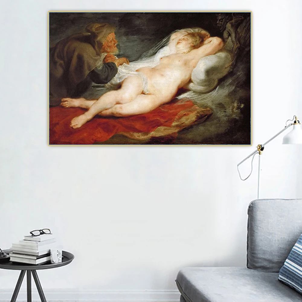 Цитон Питер пол Рубенс 《 отшельник и Спящая Анжелика Canvas холст картина маслом