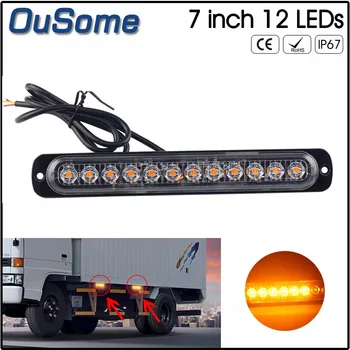 

12V 24V 7" 36W LED Car Side Marker Tail Light Amber Trailer Truck Lamp Car Bus Truck External Lights Waterproof Durable ATV